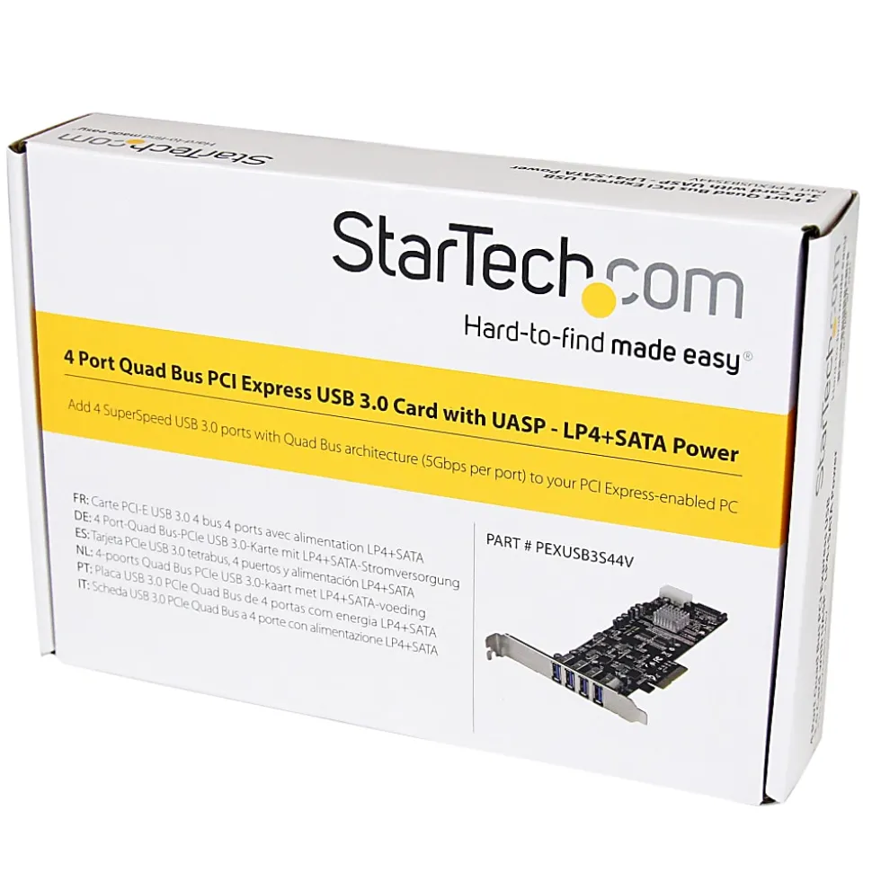 StarTech.com 4 Port PCI Express (PCIe) SuperSpeed USB 3.0 Card Adapter w/ 4 Dedicated 5Gbps Channels - PEXUSB3S44V