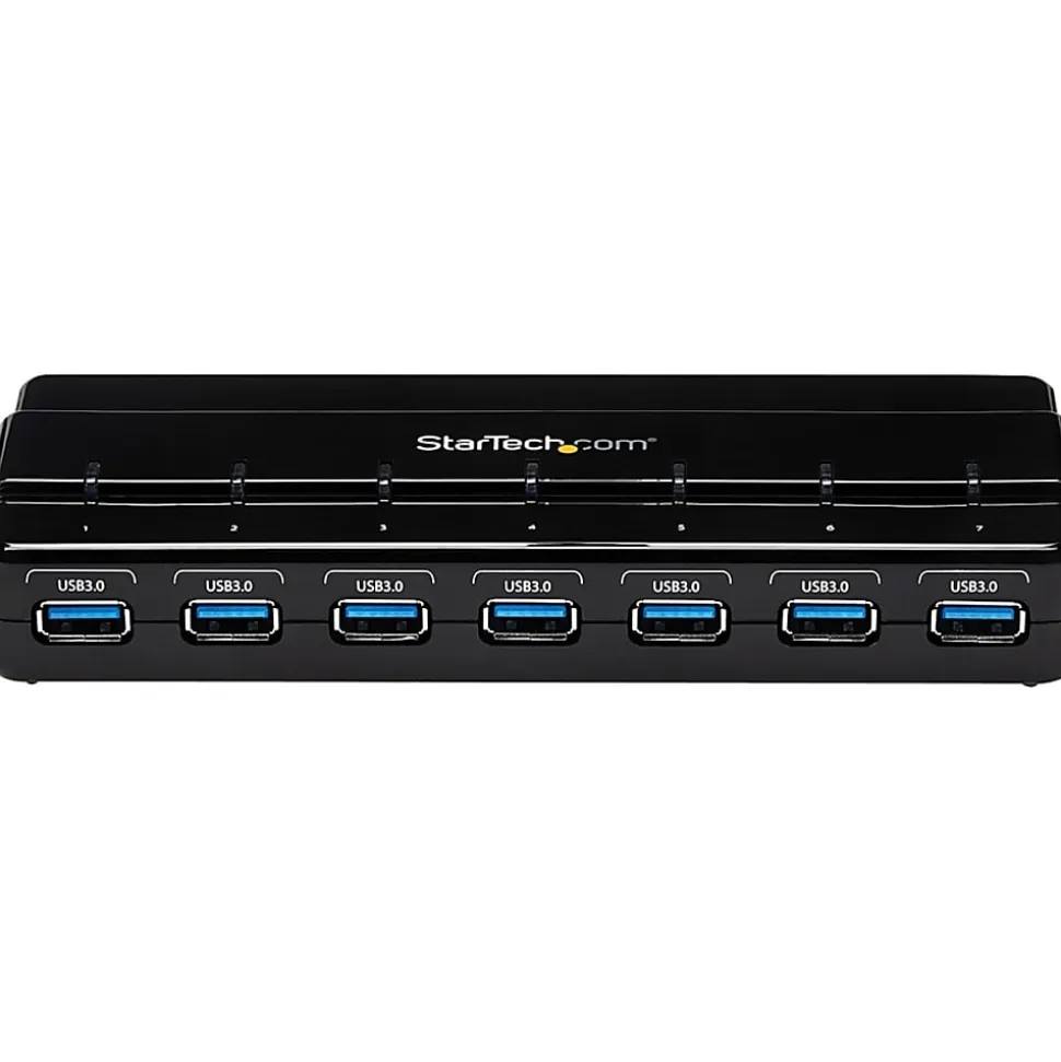 StarTech.com 7 Port SuperSpeed USB 3.0 Hub - Desktop USB Hub with Power Adapter - Black