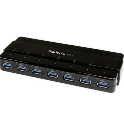 StarTech.com 7 Port SuperSpeed USB 3.0 Hub - Desktop USB Hub with Power Adapter - Black