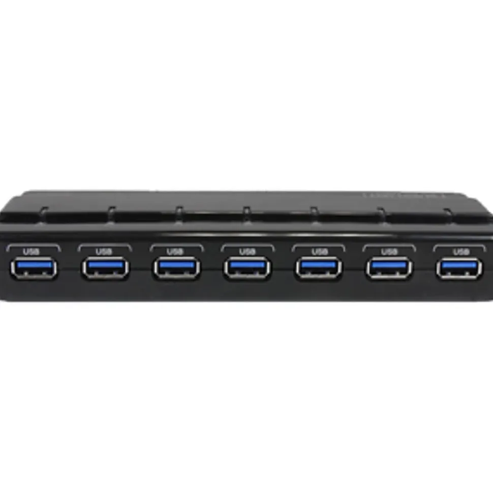 StarTech.com 7 Port SuperSpeed USB 3.0 Hub - Desktop USB Hub with Power Adapter - Black