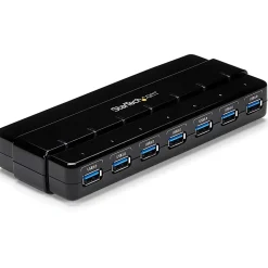 StarTech.com 7 Port SuperSpeed USB 3.0 Hub - Desktop USB Hub with Power Adapter - Black
