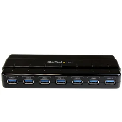 StarTech.com 7 Port SuperSpeed USB 3.0 Hub - Desktop USB Hub with Power Adapter - Black
