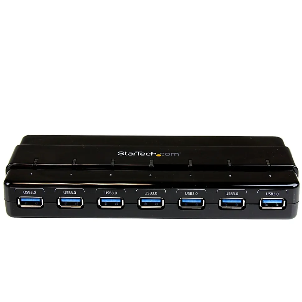 StarTech.com 7 Port SuperSpeed USB 3.0 Hub - Desktop USB Hub with Power Adapter - Black
