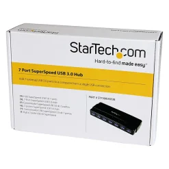StarTech.com 7 Port SuperSpeed USB 3.0 Hub - Desktop USB Hub with Power Adapter - Black