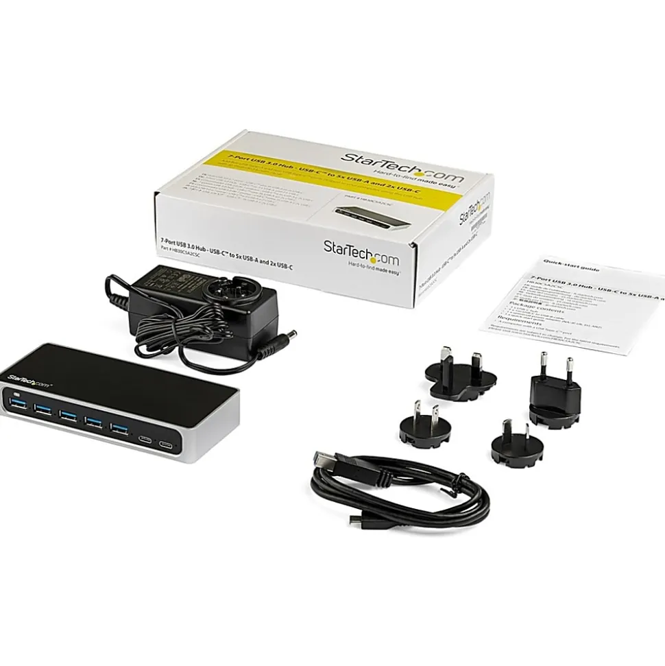 StarTech.com 7 Port USB C Hub - USB-C to 5x USB-A and 2x USB-C - USB 3.0 - 7 port USB Hub - USB C to USB A Hub - HB30C5A2CSC