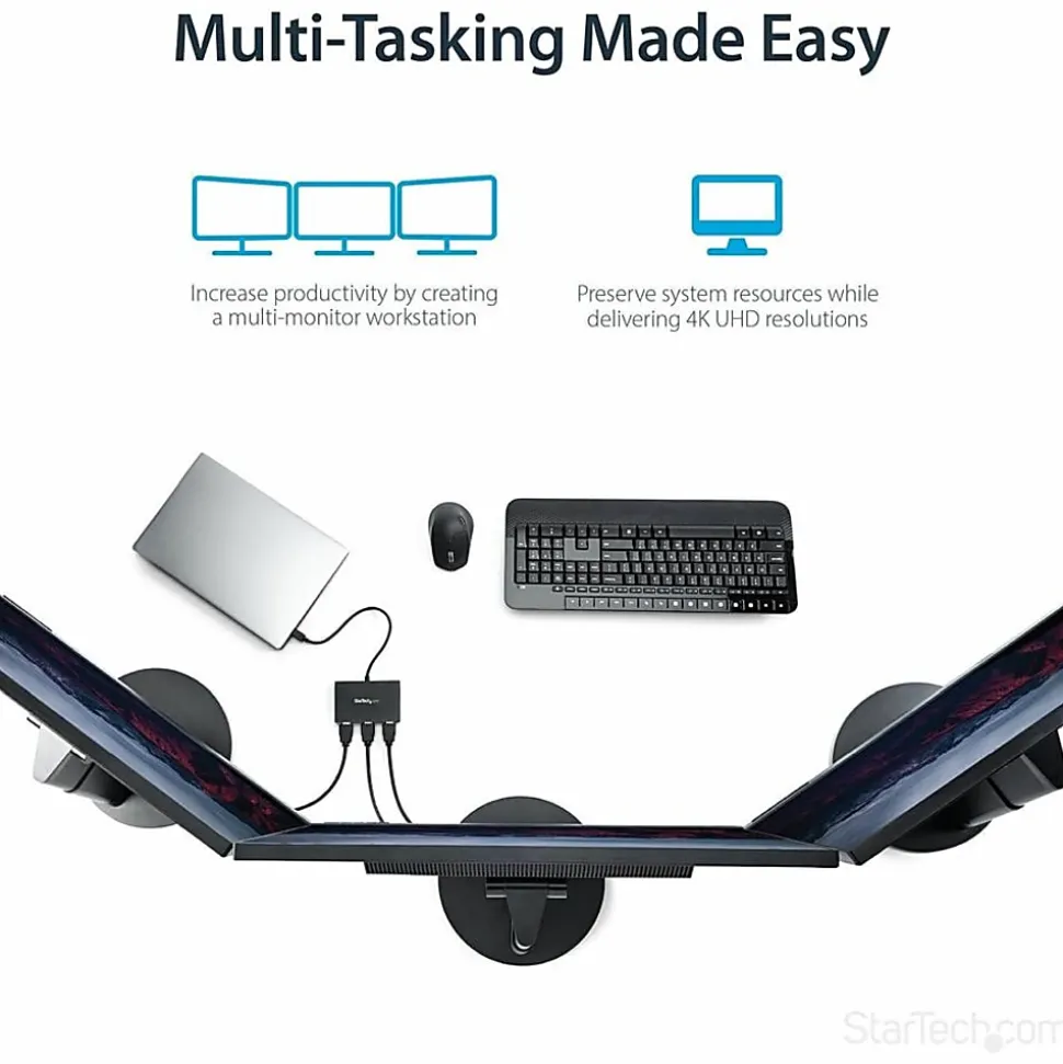 StarTech.com 3-Port USB-C Multi-Monitor Adapter, Type-C to 3x HDMI MST Hub, Triple 1080p HDMI Laptop Display Extender / Splitter, Windows