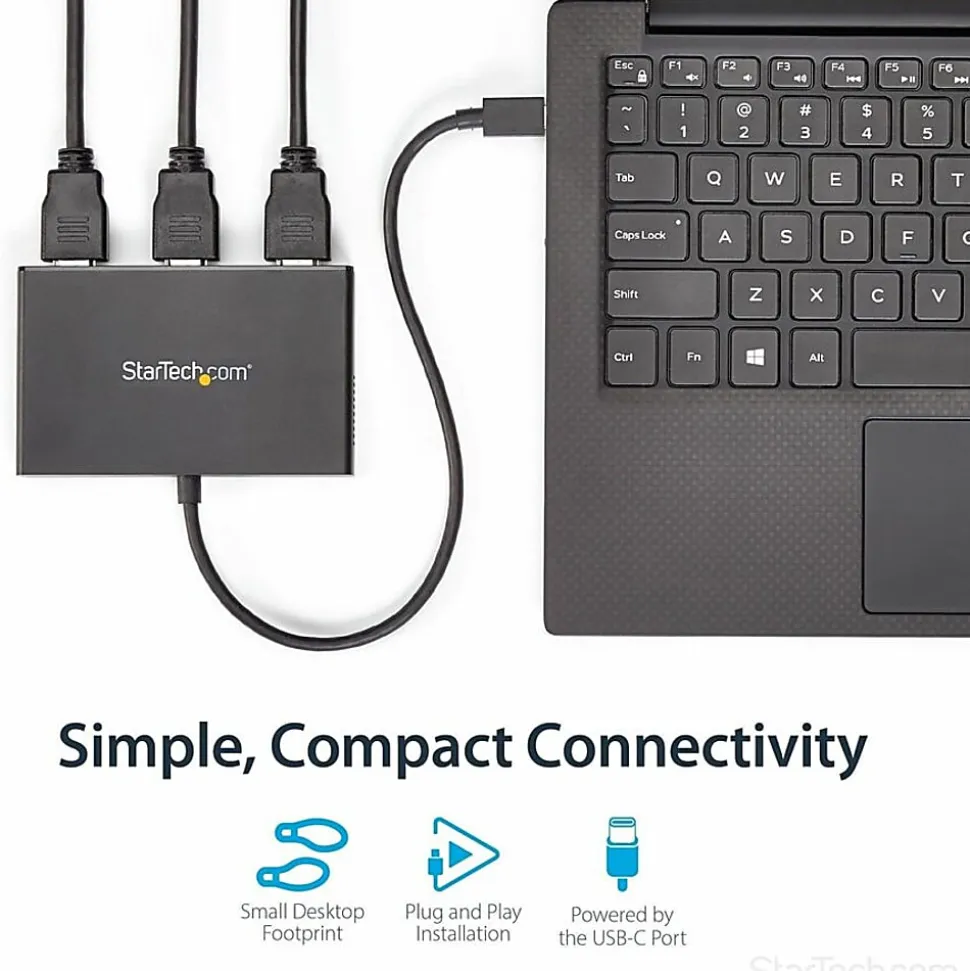 StarTech.com 3-Port USB-C Multi-Monitor Adapter, Type-C to 3x HDMI MST Hub, Triple 1080p HDMI Laptop Display Extender / Splitter, Windows