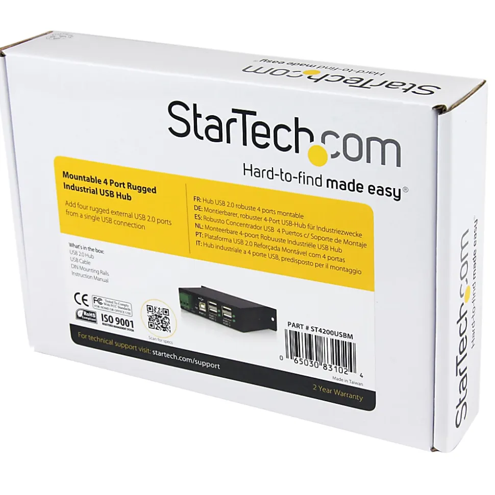 StarTech.com 4-Port USB 2.0 Hub - Add four rugged external USB 2.0 ports from a single USB connection - ST4200USBM