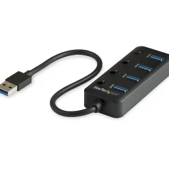 StarTech.com 4-Port USB 3.0 Hub - 4x USB-A Ports with Individual On/Off Switches - Bus-Powered USB Splitter - HB30A4AIB