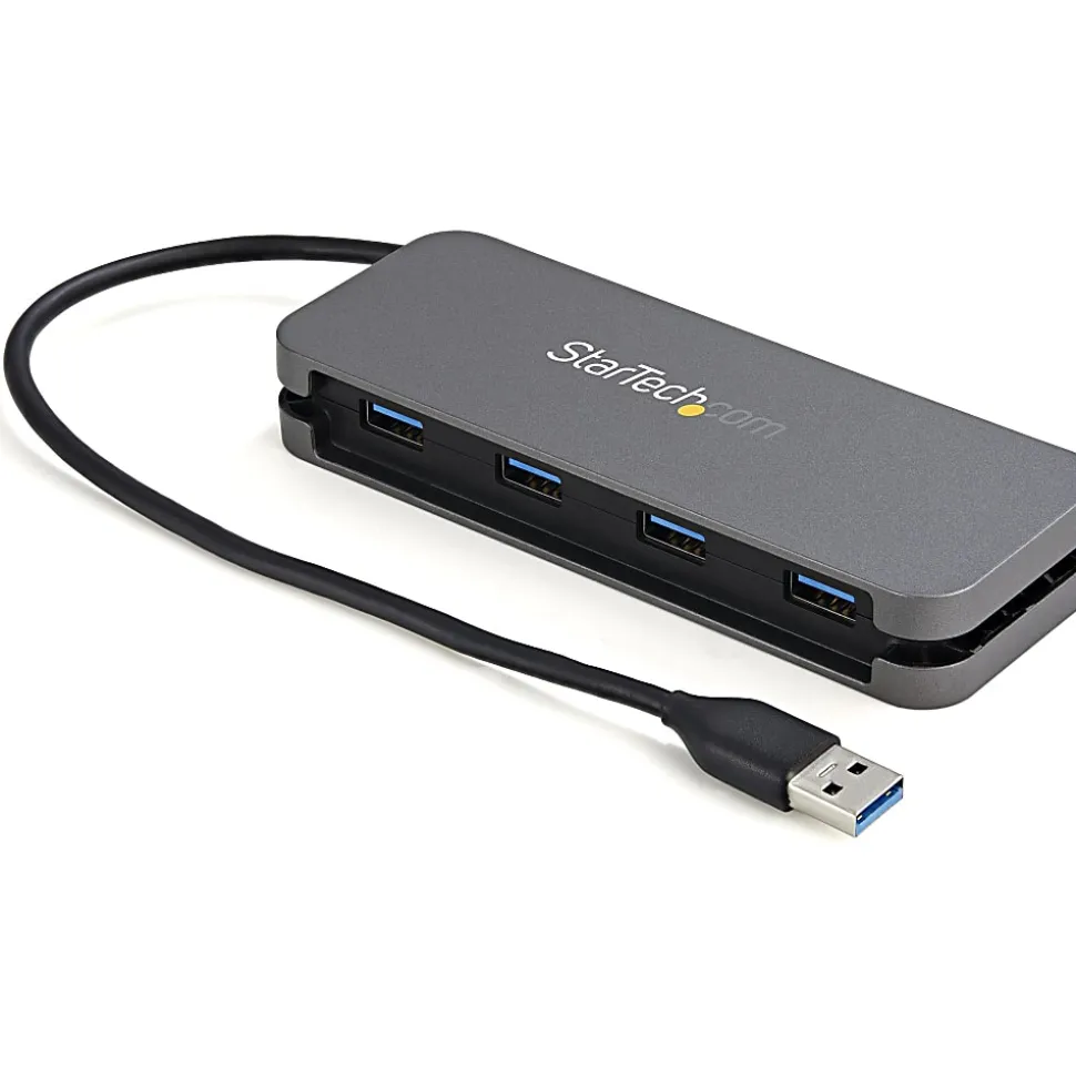 StarTech.com 4 Port USB 3.0 Hub, 4x USB-A, 5Gbps Laptop/Desktop USB Type-A Hub, USB Bus Powered, 11" Long Cable with Cable Management