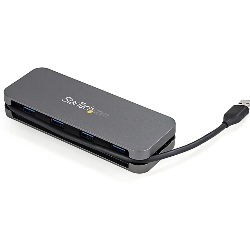 StarTech.com 4 Port USB 3.0 Hub, 4x USB-A, 5Gbps Laptop/Desktop USB Type-A Hub, USB Bus Powered, 11" Long Cable with Cable Management