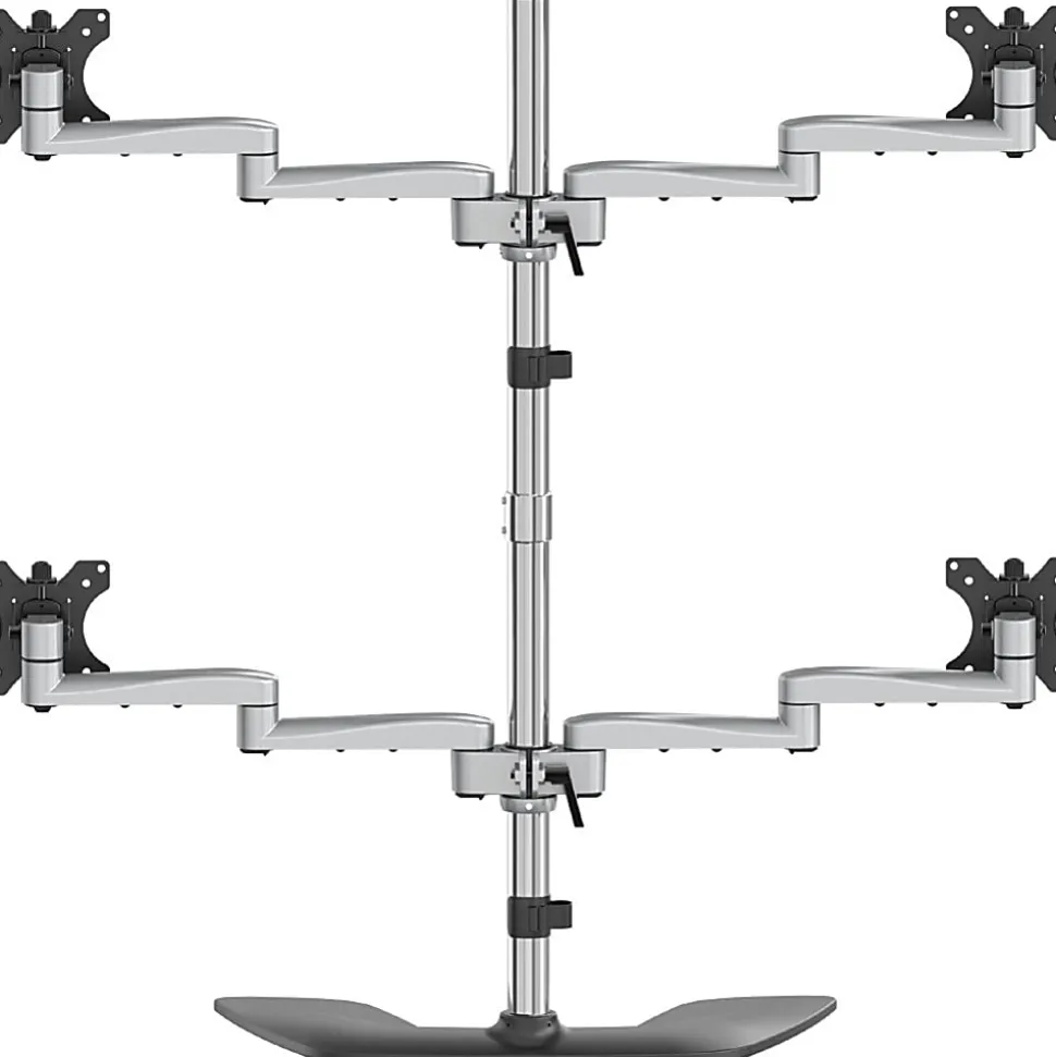 StarTech.com Quad Monitor Stand - Desktop VESA 4 Monitor Arm up to 32" Screens - Ergonomic Articulating Pole Mount - ARMQUADSS