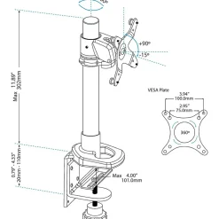 StarTech.com Single Monitor Desk Mount - Height Adjustable Monitor Mount - For up to 34