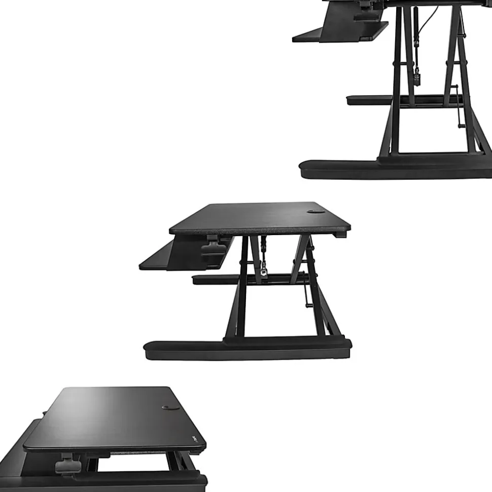 StarTech.com Sit Stand Desk Converter - Large 35in Work Surface - Adjustable Stand up Desk - - ARMSTSLG
