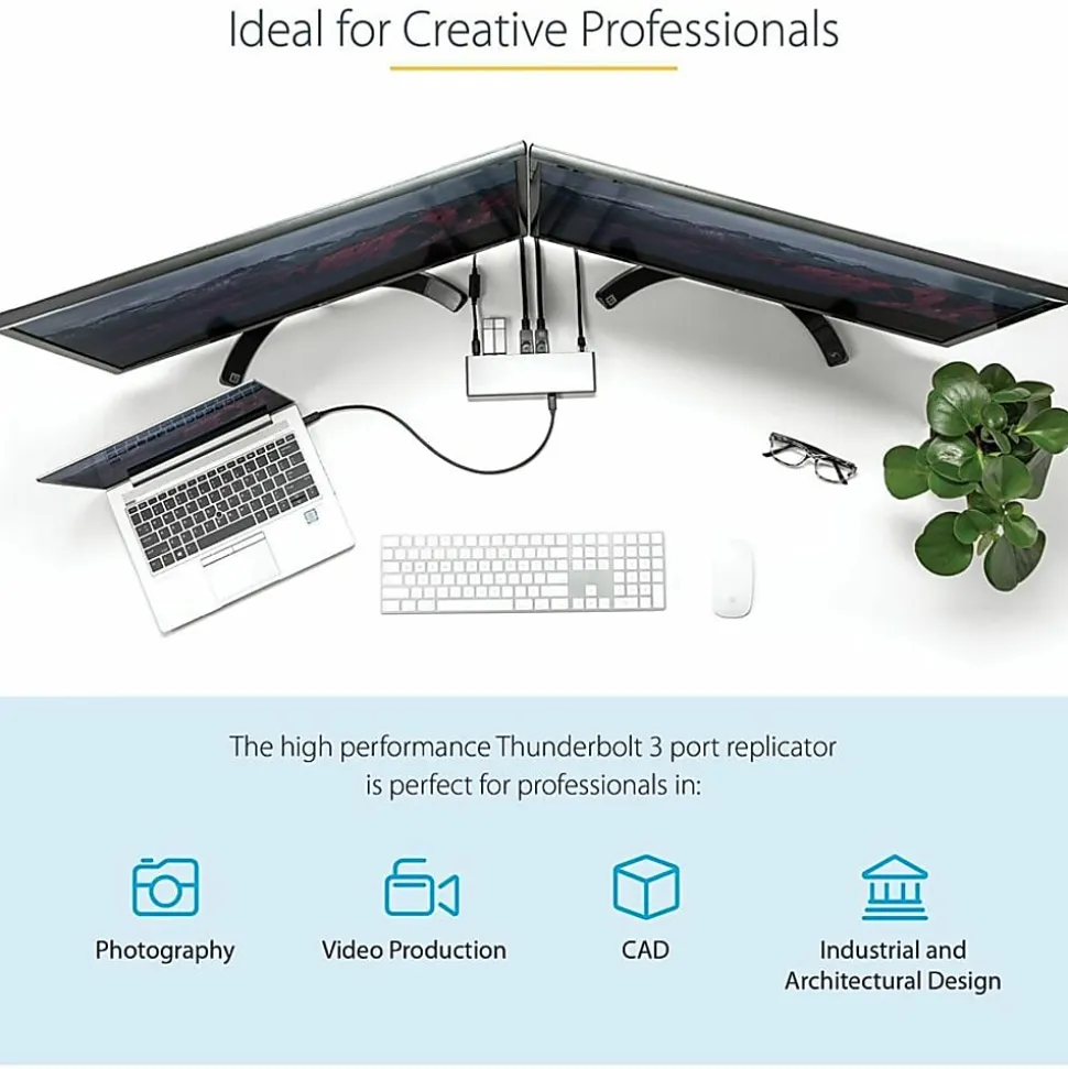 StarTech.com Thunderbolt 3 Dock - For MacBook Pro & Windows - Dual 4K 60Hz Thunderbolt 3 Docking Station - TB3DK2DHV