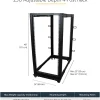 StarTech.com 25U Adjustable Depth Open Frame 4 Post Server Rack w/ Casters/Levelers and Cable Management Hooks -  - 4POSTRACK25U