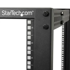 StarTech.com 25U Adjustable Depth Open Frame 4 Post Server Rack w/ Casters/Levelers and Cable Management Hooks - - 4POSTRACK25U