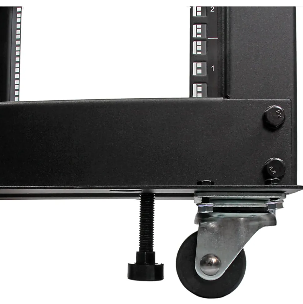 StarTech.com 25U Adjustable Depth Open Frame 4 Post Server Rack w/ Casters/Levelers and Cable Management Hooks - - 4POSTRACK25U