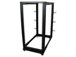 StarTech.com 25U Adjustable Depth Open Frame 4 Post Server Rack w/ Casters/Levelers and Cable Management Hooks - - 4POSTRACK25U