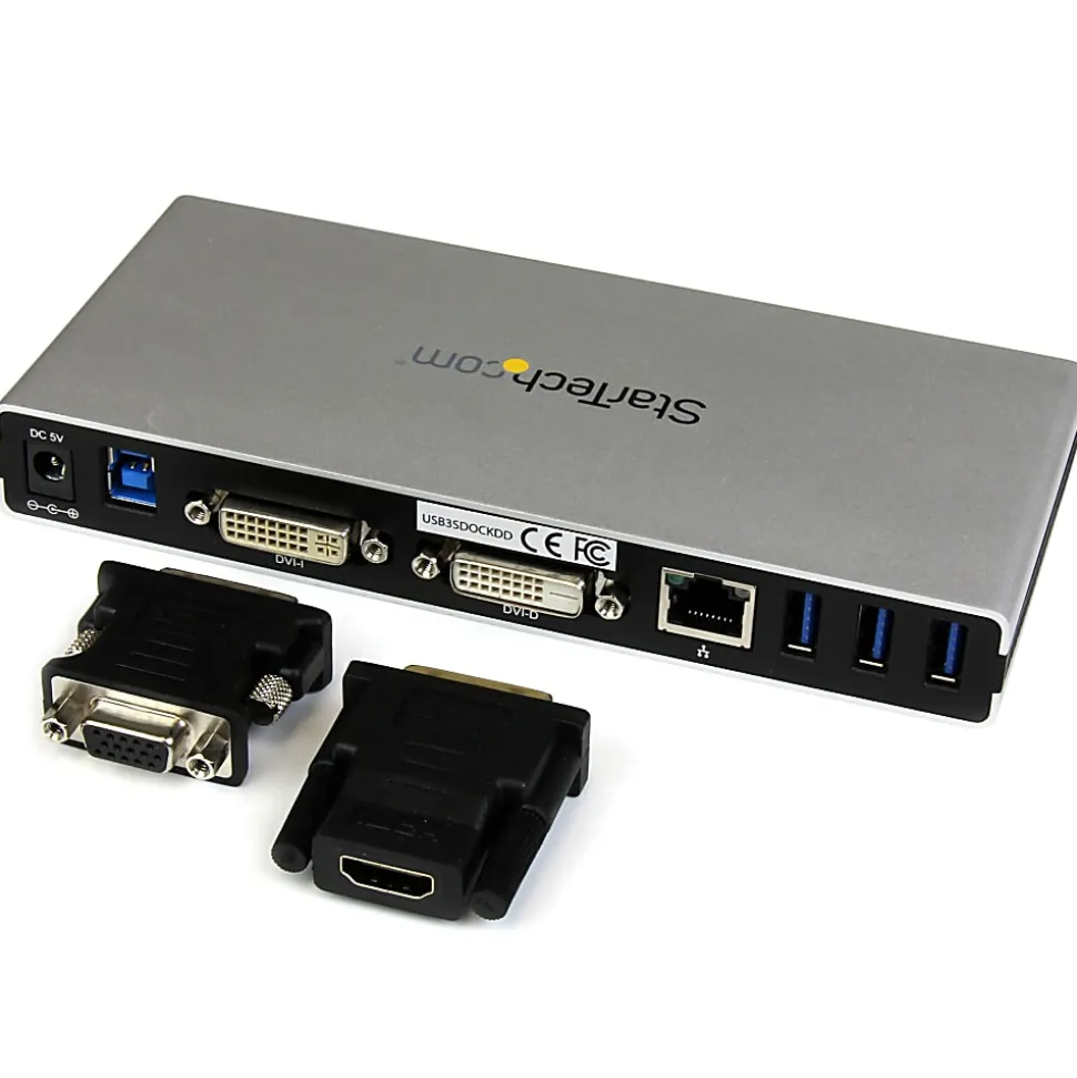 StarTech.com USB 3.0 Docking Station - Compatible with Windows/macOS - Dual DVI Docking Station Supports Dual Monitors - USB3SDOCKDD