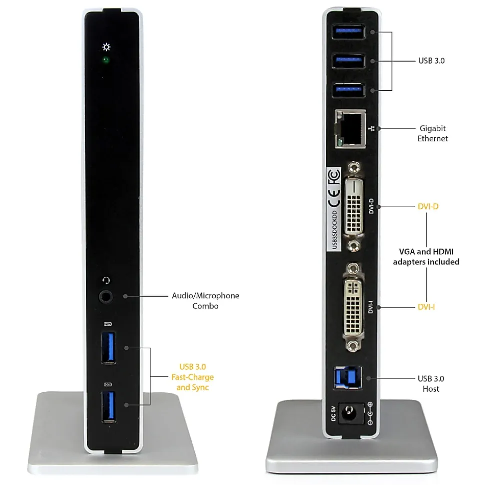 StarTech.com USB 3.0 Docking Station - Compatible with Windows/macOS - Dual DVI Docking Station Supports Dual Monitors - USB3SDOCKDD