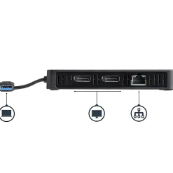 StarTech.com USB 3.0 Mini Dock - Dual Monitor USB Type-A Laptop Docking Station - DisplayPort 4K 60Hz & Gigabit Ethernet - 1' (30cm) cable