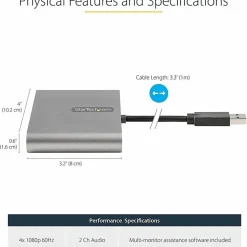 StarTech.com USB 3.0 To 4 HDMI Adapter / External Video And Graphics Card