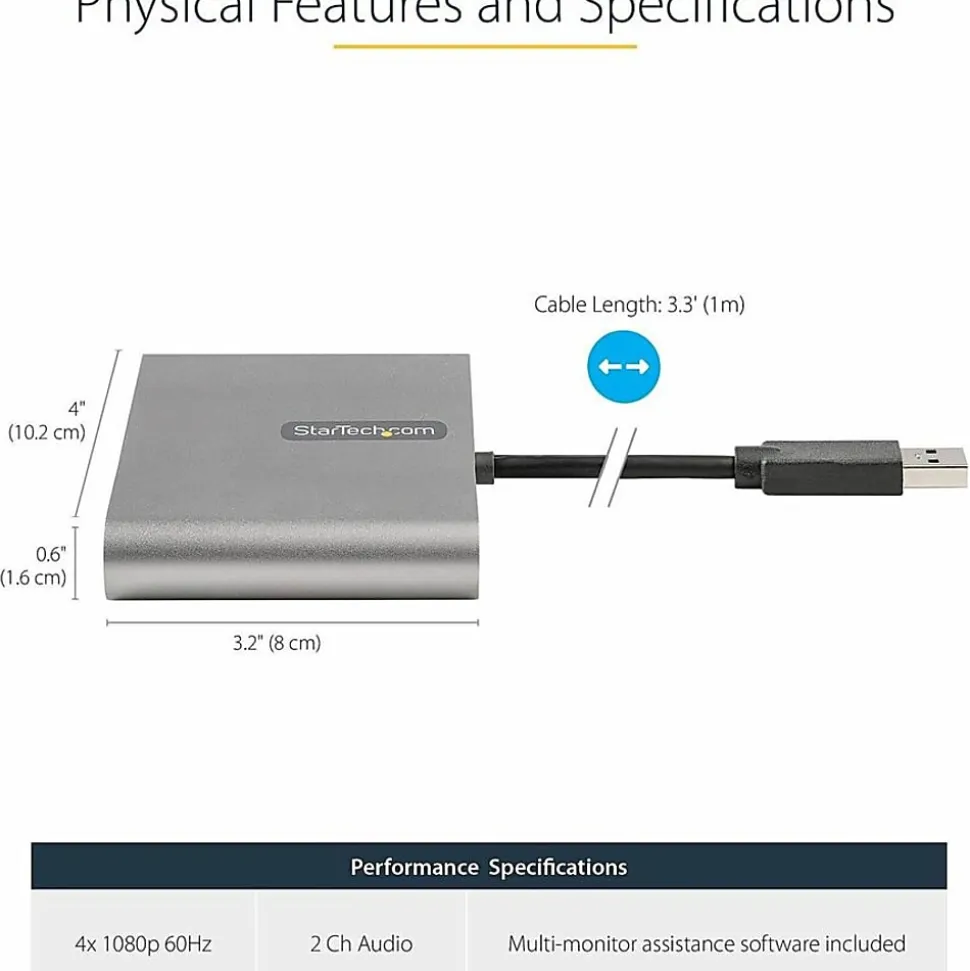 StarTech.com USB 3.0 To 4 HDMI Adapter / External Video And Graphics Card