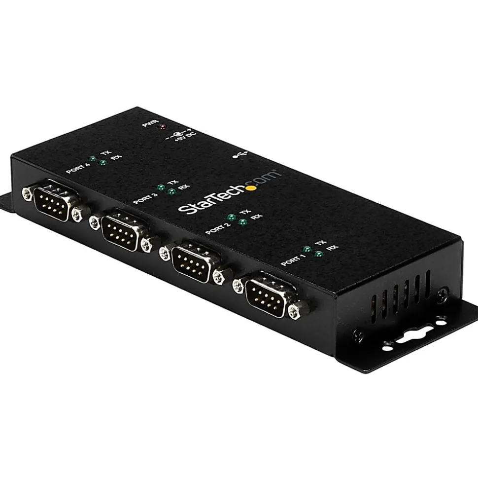 StarTech.com USB to Serial Adapter Hub - 4 Port - Industrial - Wall Mount - Din Rail - COM Port Retention - FTDI USB Serial