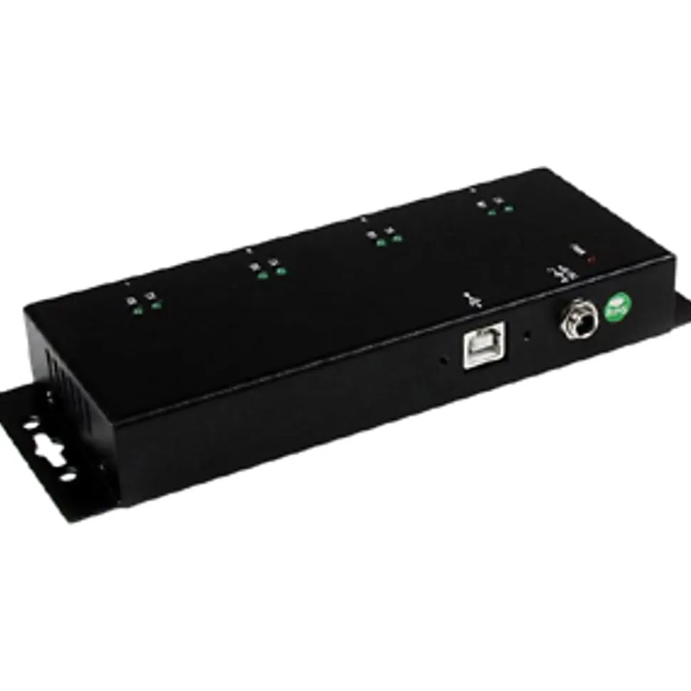 StarTech.com USB to Serial Adapter Hub - 4 Port - Industrial - Wall Mount - Din Rail - COM Port Retention - FTDI USB Serial
