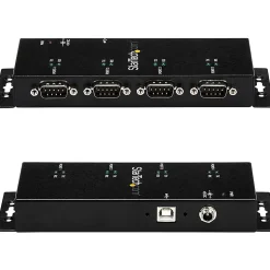 StarTech.com USB to Serial Adapter Hub - 4 Port - Industrial - Wall Mount - Din Rail - COM Port Retention - FTDI USB Serial
