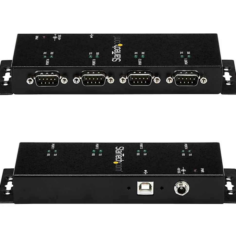 StarTech.com USB to Serial Adapter Hub - 4 Port - Industrial - Wall Mount - Din Rail - COM Port Retention - FTDI USB Serial