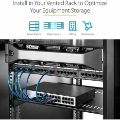 StarTech.com 1U Vented Server Rack Cabinet Shelf - Fixed 10in Deep Cantilever Rackmount Tray for 19" Data/AV/Network Enclosure w/Cage Nuts