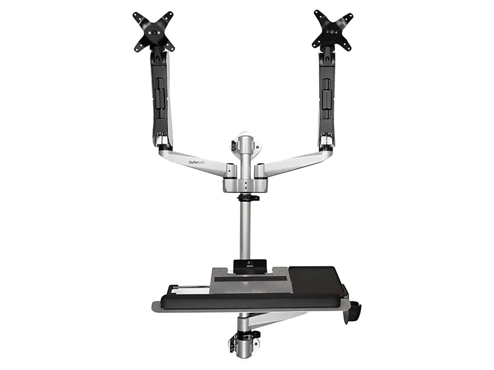StarTech.com Wall Mounted Computer Workstation - Premium - Articulating Dual Monitor Arm - Keyboard Arm - WALLSTSI2