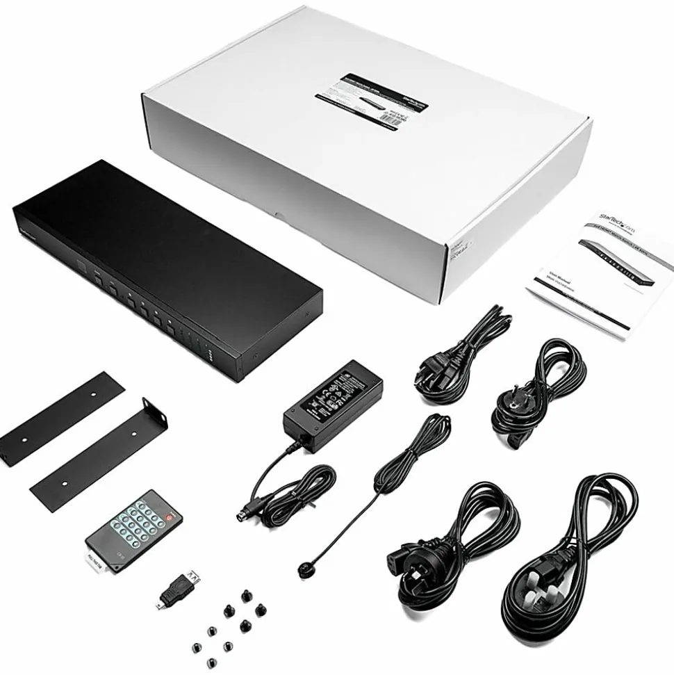 StarTech.com 4x4 HDMI Matrix Switch with Audio and Ethernet Control - 4K 60Hz - HDMI Switcher Box for Video Wall - Rack Mountable