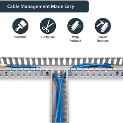 StarTech.com 2x2in Open Slot Wiring Cable Raceway Duct, Server Rack Cable Management, PVC Cable Cover, Cord Hider/Organizer, TAA - AD2X2