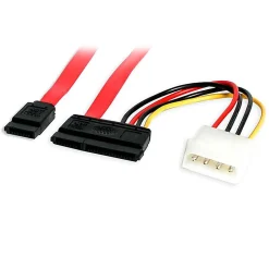 StarTech 18in SATA Serial ATA Data and Power Combo Cable - Power your Internal SATA hard drive from an LP4 connector on your Power Supply