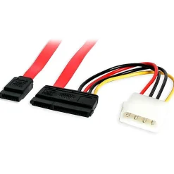 StarTech 18in SATA Serial ATA Data and Power Combo Cable - Power your Internal SATA hard drive from an LP4 connector on your Power Supply