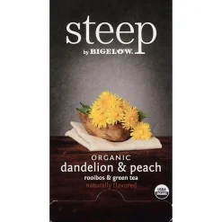 Steep by Bigelow® Organic Dandelion & Peach Rooibos & Green Tea Herbal Tea, Green Tea Bag - 20/Pack - 17715