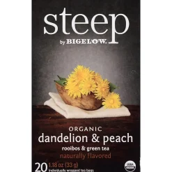 Steep by Bigelow® Organic Dandelion & Peach Rooibos & Green Tea Herbal Tea, Green Tea Bag - 20/Pack - 17715