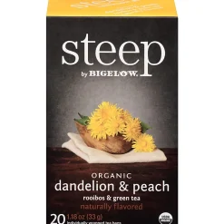 Steep by Bigelow® Organic Dandelion & Peach Rooibos & Green Tea Herbal Tea, Green Tea Bag - 20/Pack - 17715