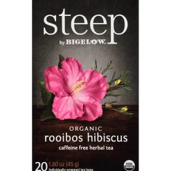 Steep by Bigelow® Rooibos Hibiscus Herbal Tea Bag - Herbal Tea - 1.6 oz - 20 Teabag - Decaffeinated - GMO Free - Kosher - Organic - 20 / Box