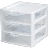 Sterilite 3-Drawer Organizer, Clear, 8 1/2 in (Depth) x 7 1/4 in (W) x 6 7/8 in (H)