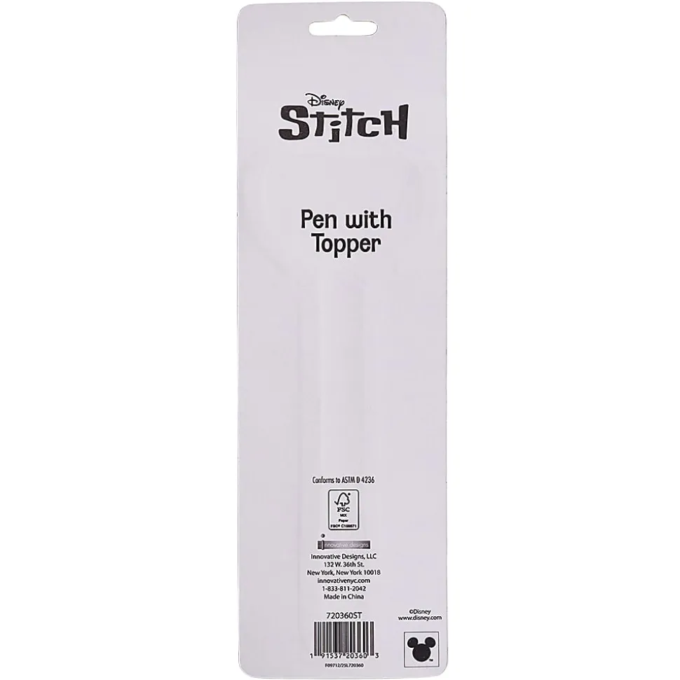 Stitch 2D Licensed Topper Ballpoint Pen, Medium Point, 0.77 mm, Blue Ink, Quantity 1