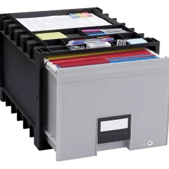 Storex Heavy-Duty Archive Drawer, 50% Recycled, Black/Gray