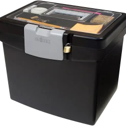 Storex Medium-Duty Portable File Storage Box With XL Lid, Letter Size, 10-15/16