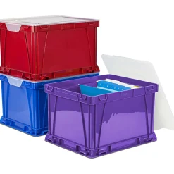 Storex 3 Piece Cube Storage Bins - External Dimensions: 14.3"x 17.3" Depth x 10.5" - Stackable - Plastic - Assorted Bright - - 62012U03C