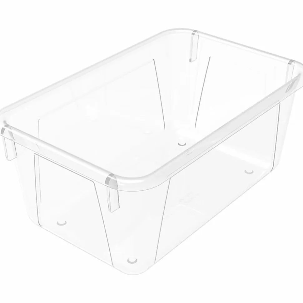 Storex Plastic Cubby Bins, Small Size, 5 2/8" x 7 13/16" x 12 2/16", Crystal Clear, Carton Of 5