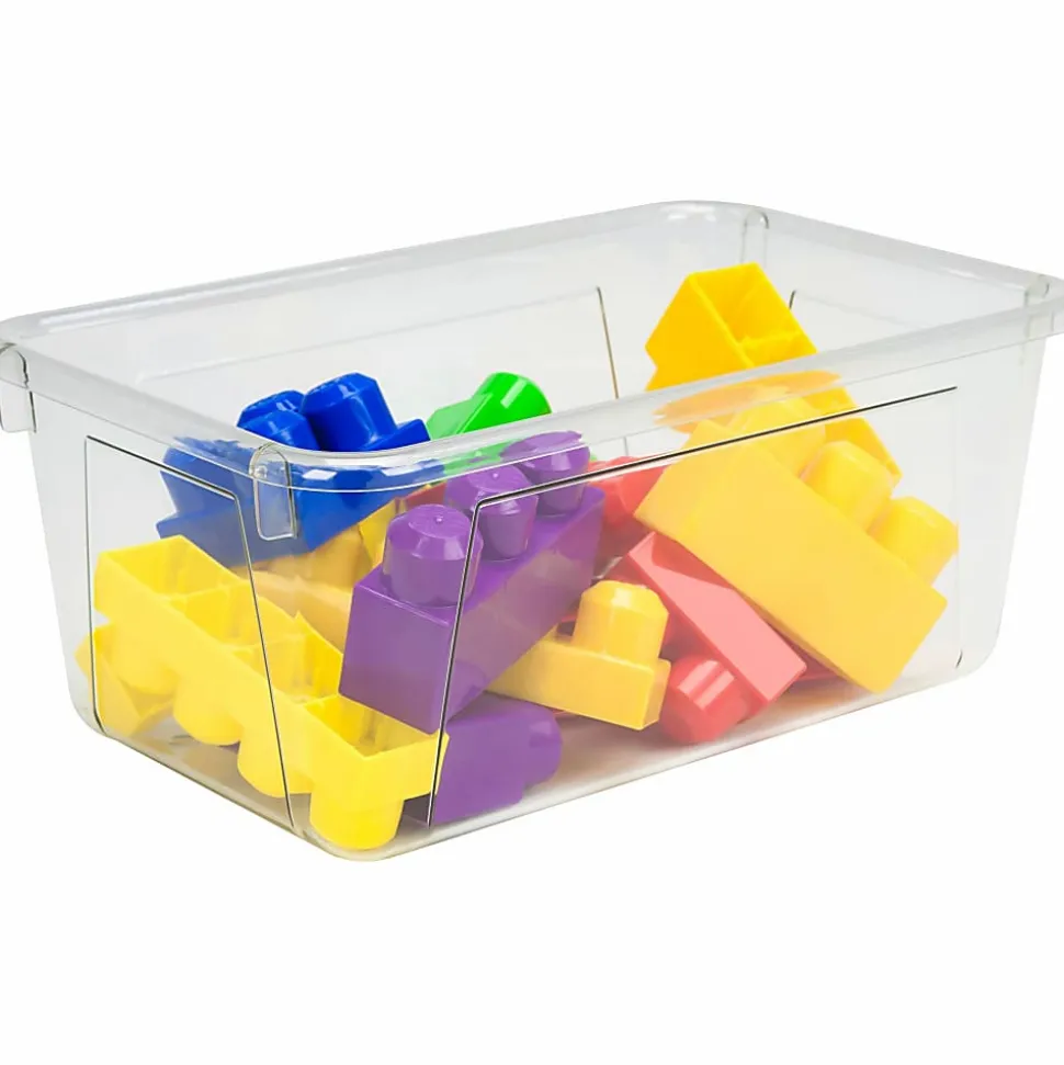 Storex Plastic Cubby Bins, Small Size, 5 2/8" x 7 13/16" x 12 2/16", Crystal Clear, Carton Of 5
