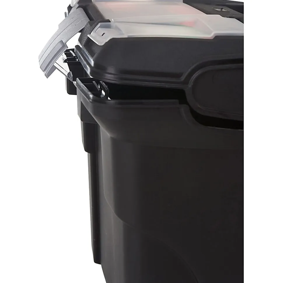 Storex® Premium File Cart With Telescopic Handle, 80% Recycled, 15" x 16 7/16" x 17", Silver/Black